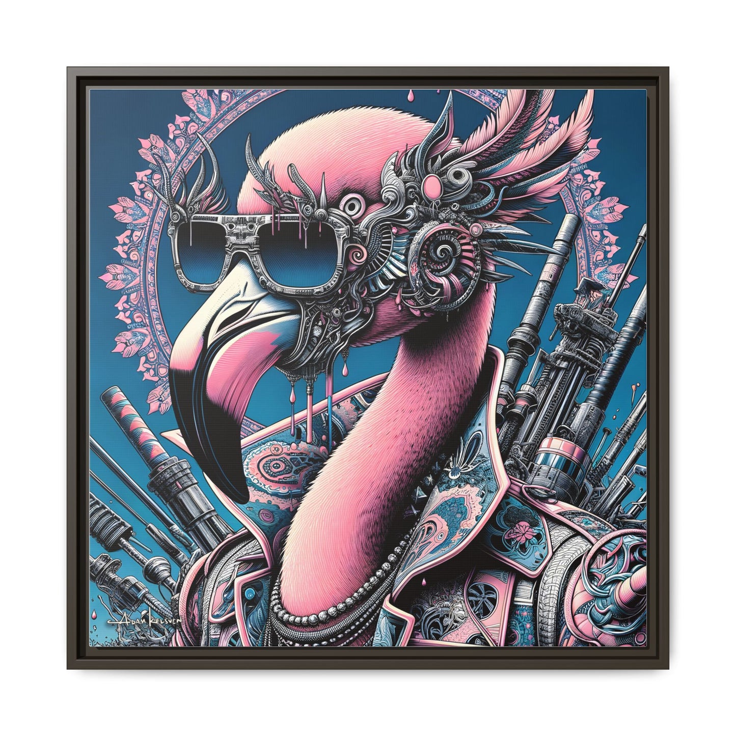 Futuristic Flamingo - Gallery Canvas Wrap, Square Frame