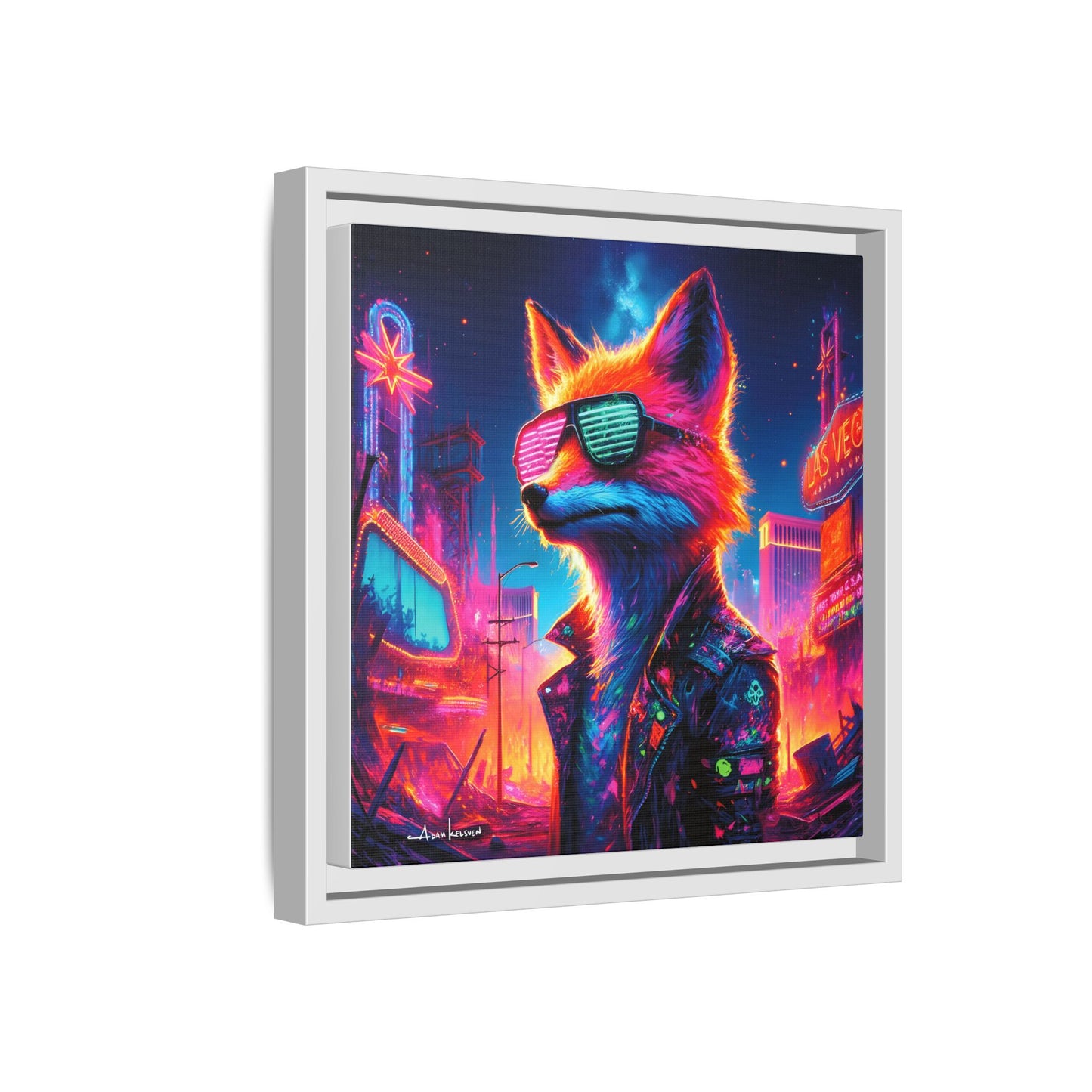 Neon Fox - Gallery Canvas Wrap, Square Frame
