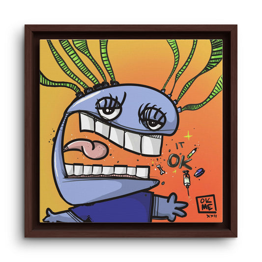 Darlin’ canvas, 12″, espresso frame, front view
