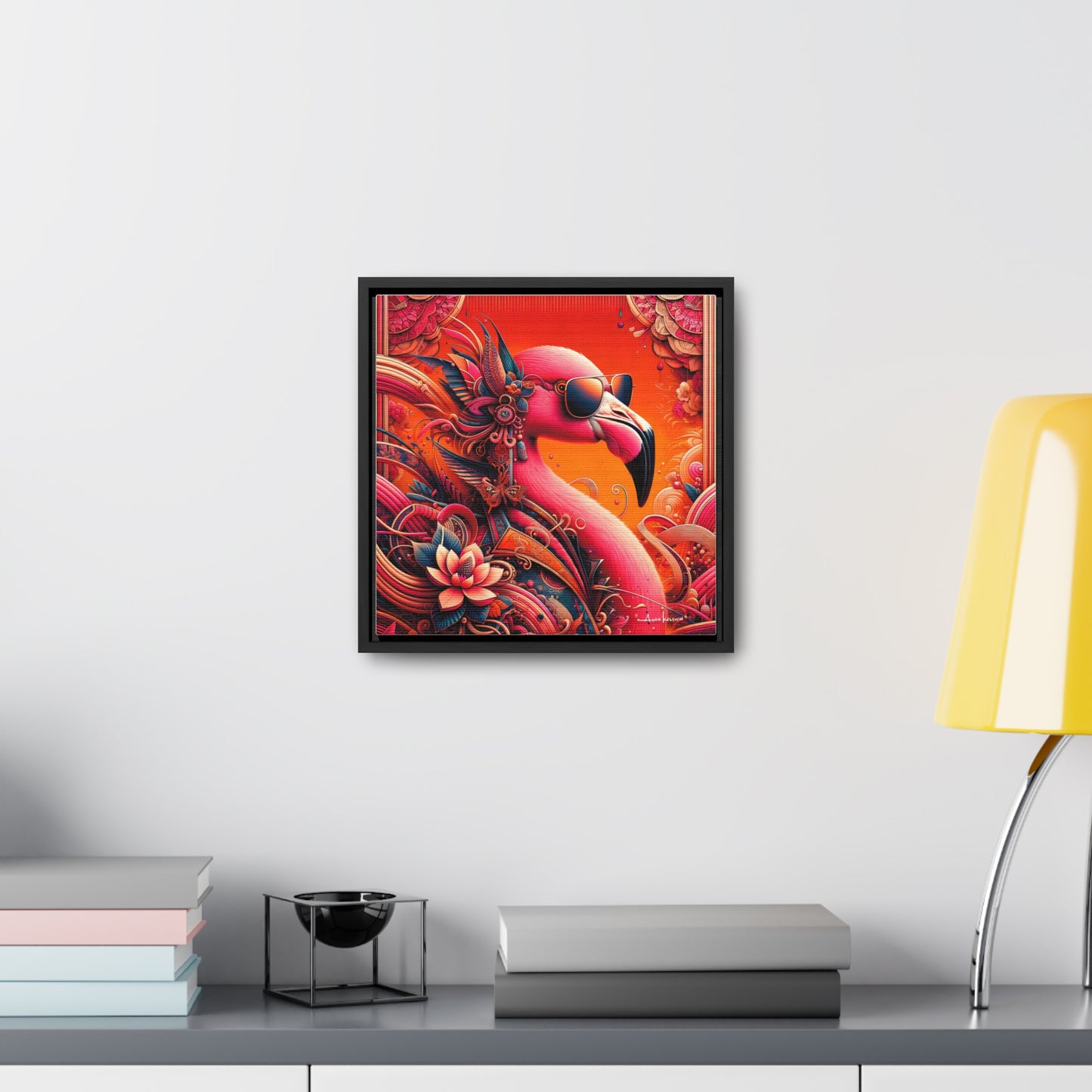 Radiant Flamingo Extravaganza - Gallery Canvas Wrap, Square Frame