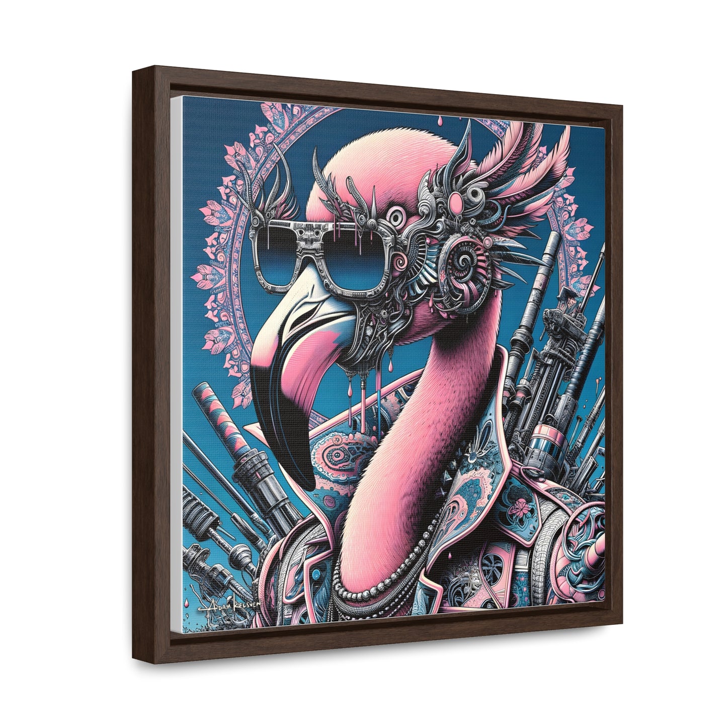 Futuristic Flamingo - Gallery Canvas Wrap, Square Frame