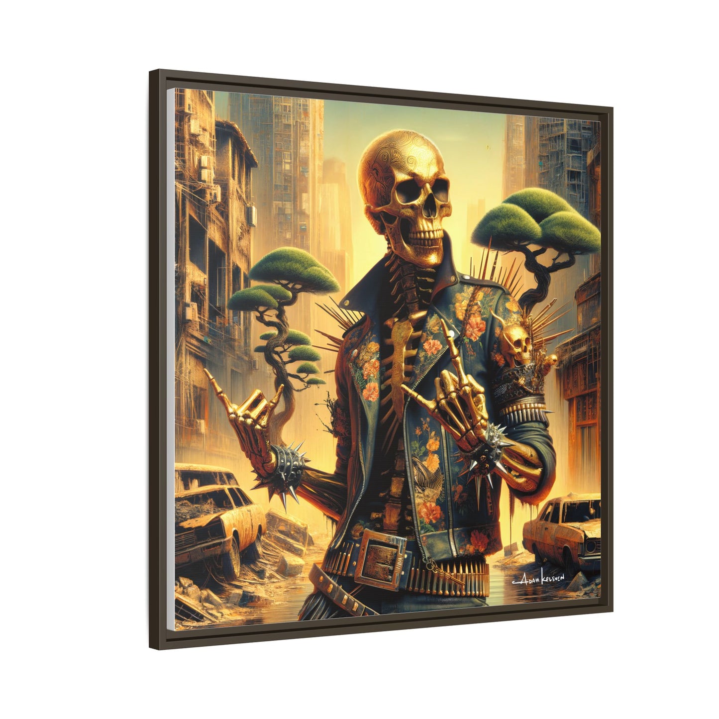 Golden Bullhorns - Gallery Canvas Wrap, Square Frame