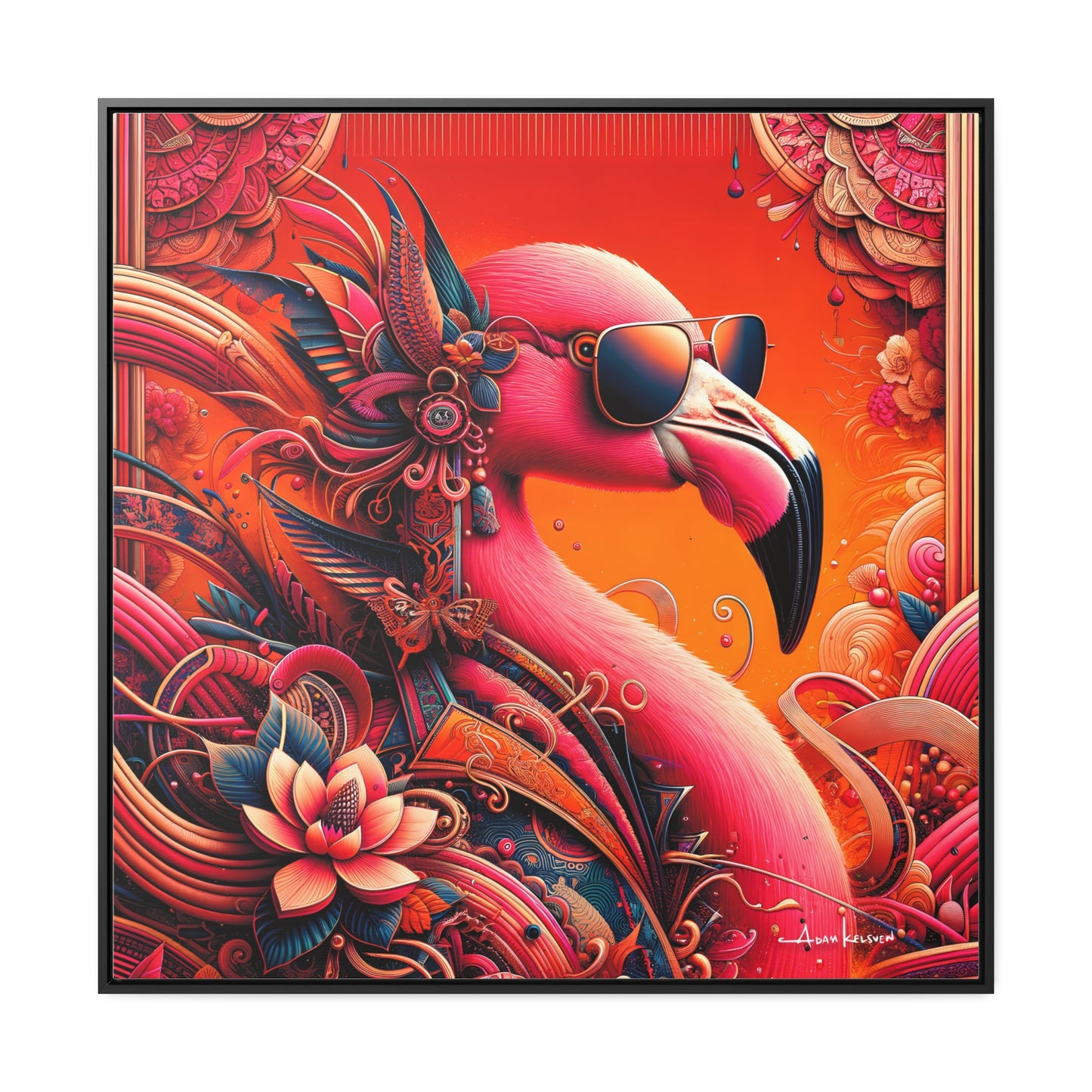 Radiant Flamingo Extravaganza - Gallery Canvas Wrap, Square Frame