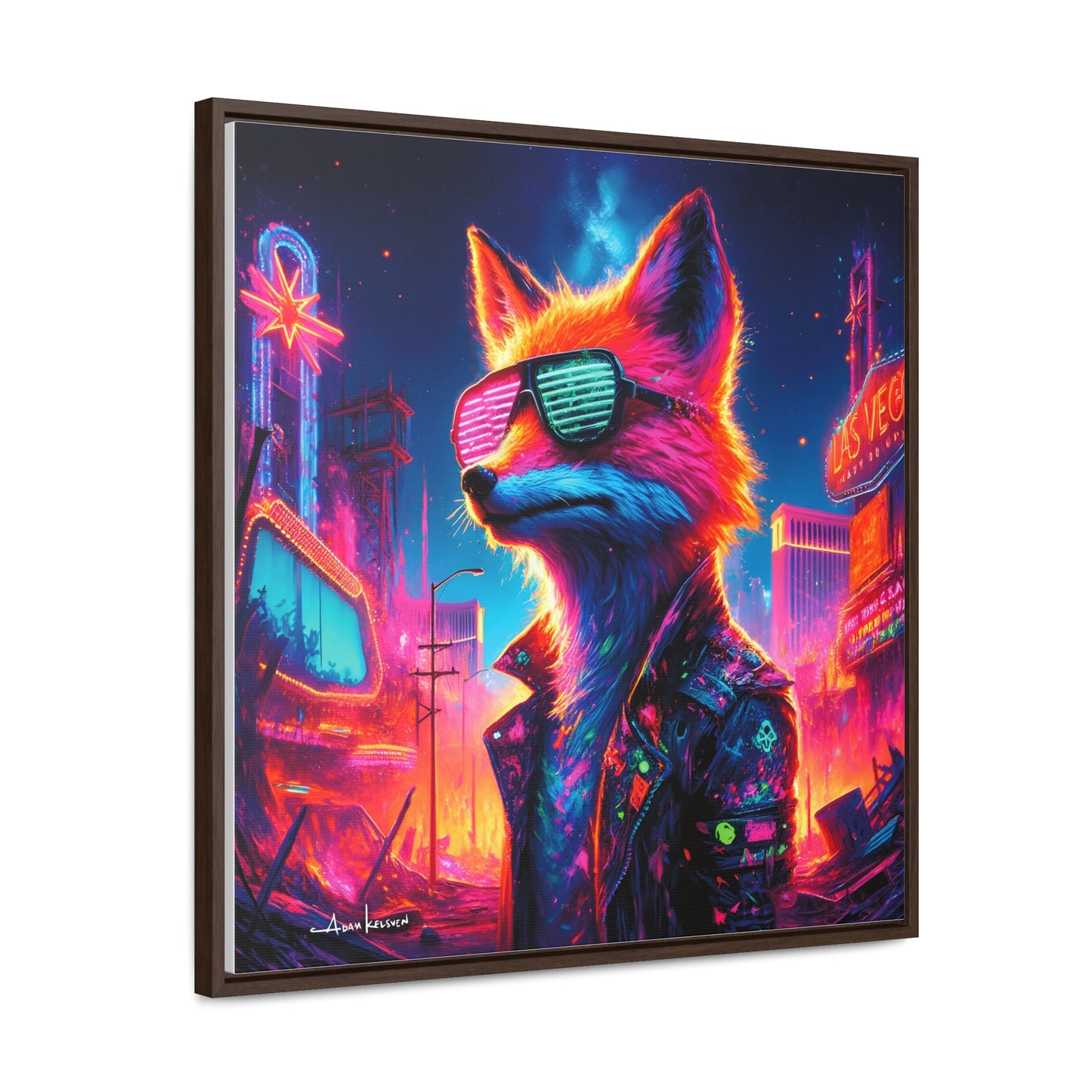 Neon Fox - Gallery Canvas Wrap, Square Frame