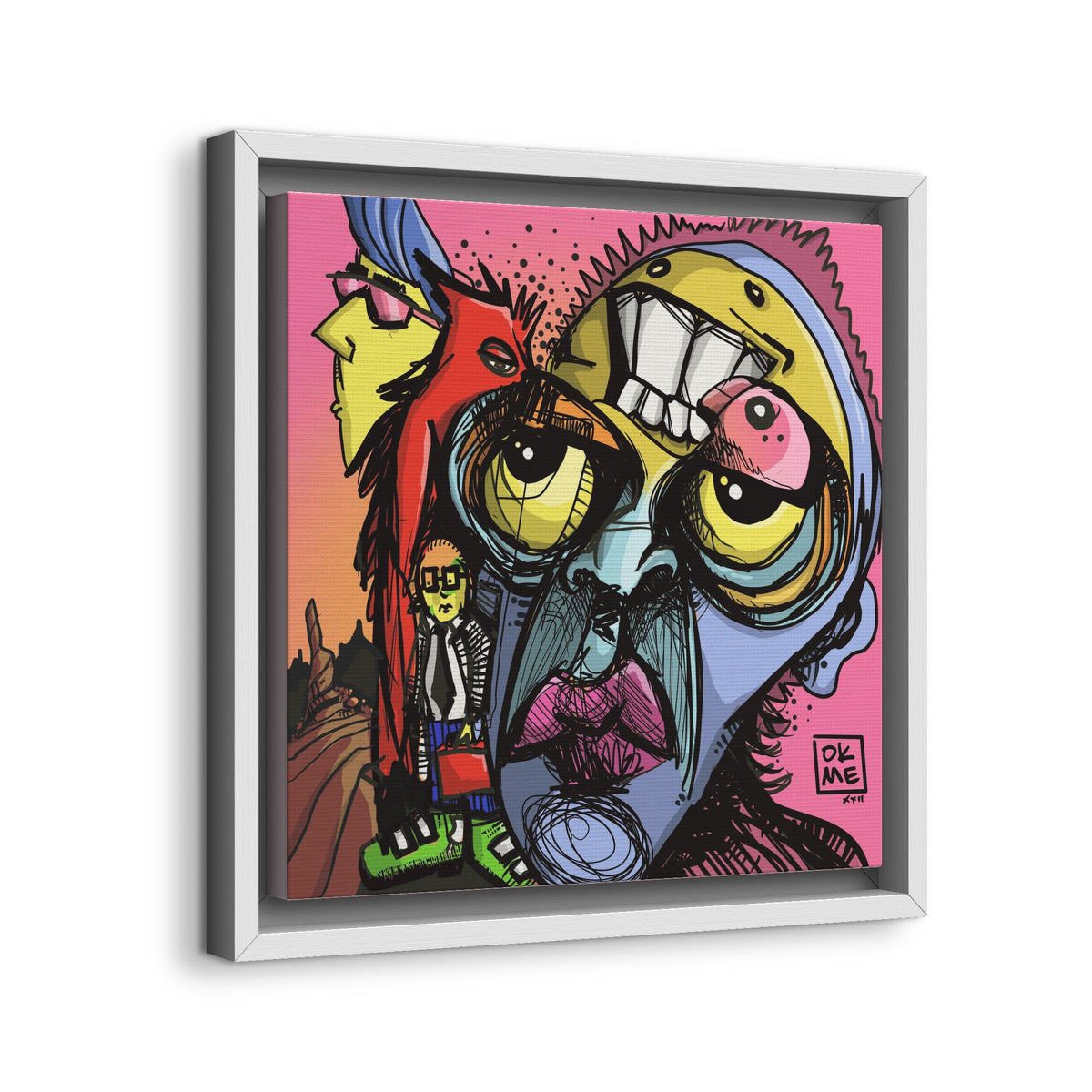 Transparent Like Moon canvas, 12″, white frame, angled view