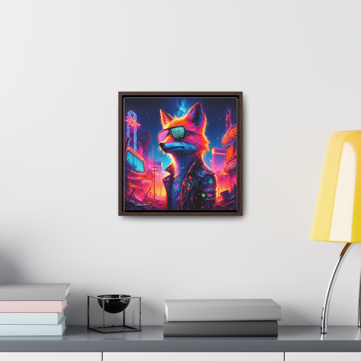 Neon Fox - Gallery Canvas Wrap, Square Frame