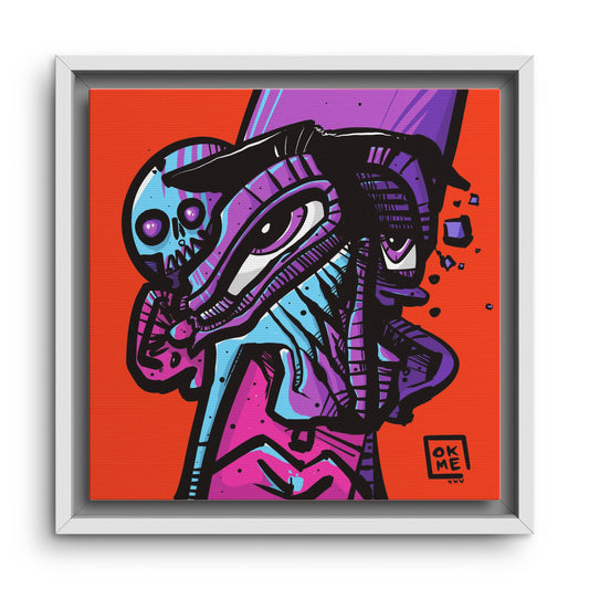 Gnos canvas, 12″, white frame, front view