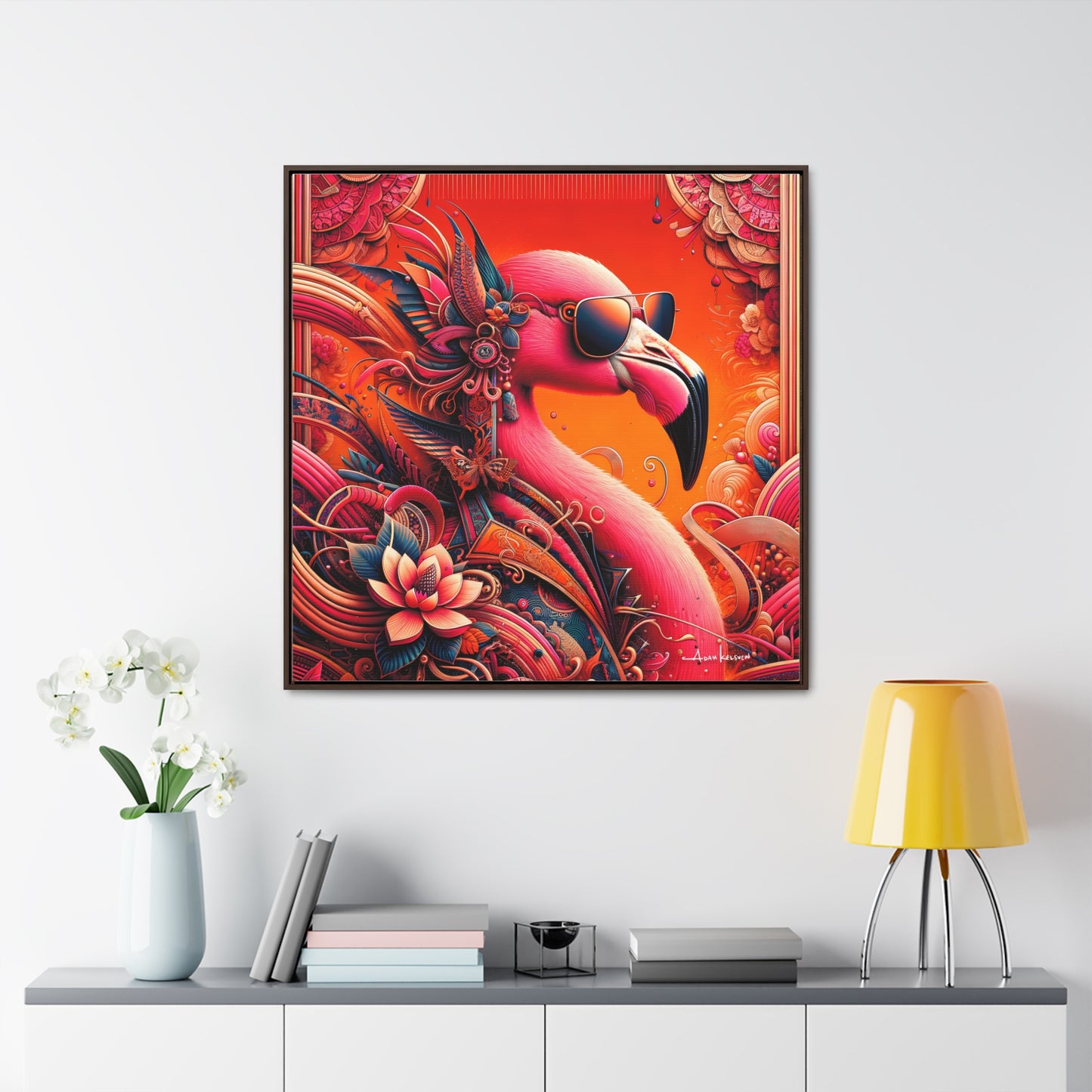 Radiant Flamingo Extravaganza - Gallery Canvas Wrap, Square Frame