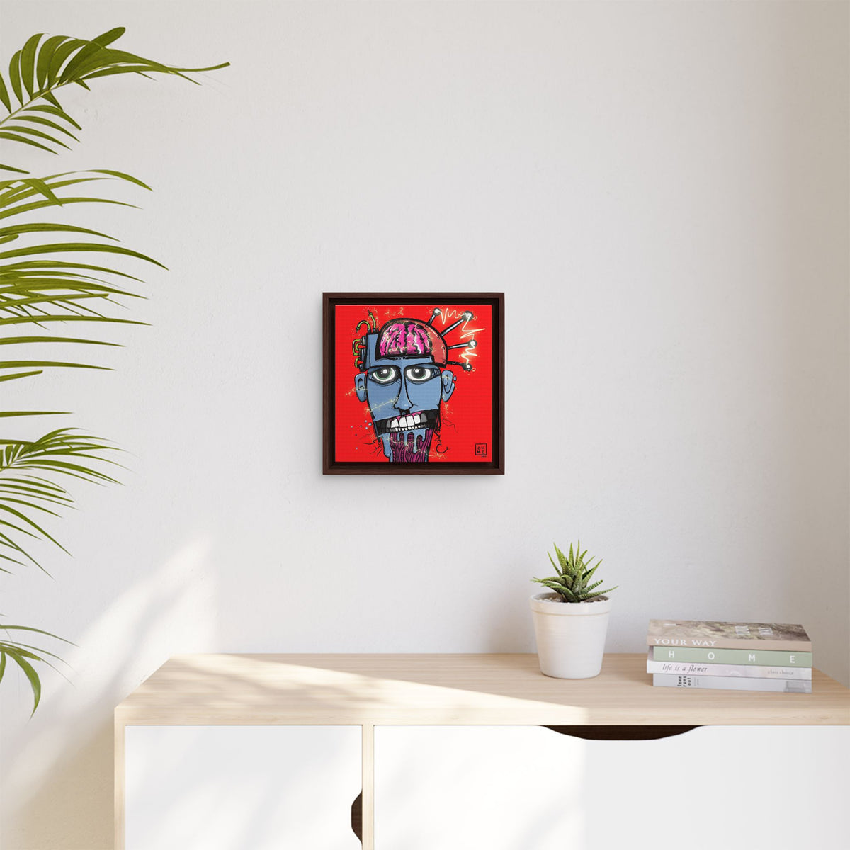 Tric canvas, 12″, espresso frame, in a room