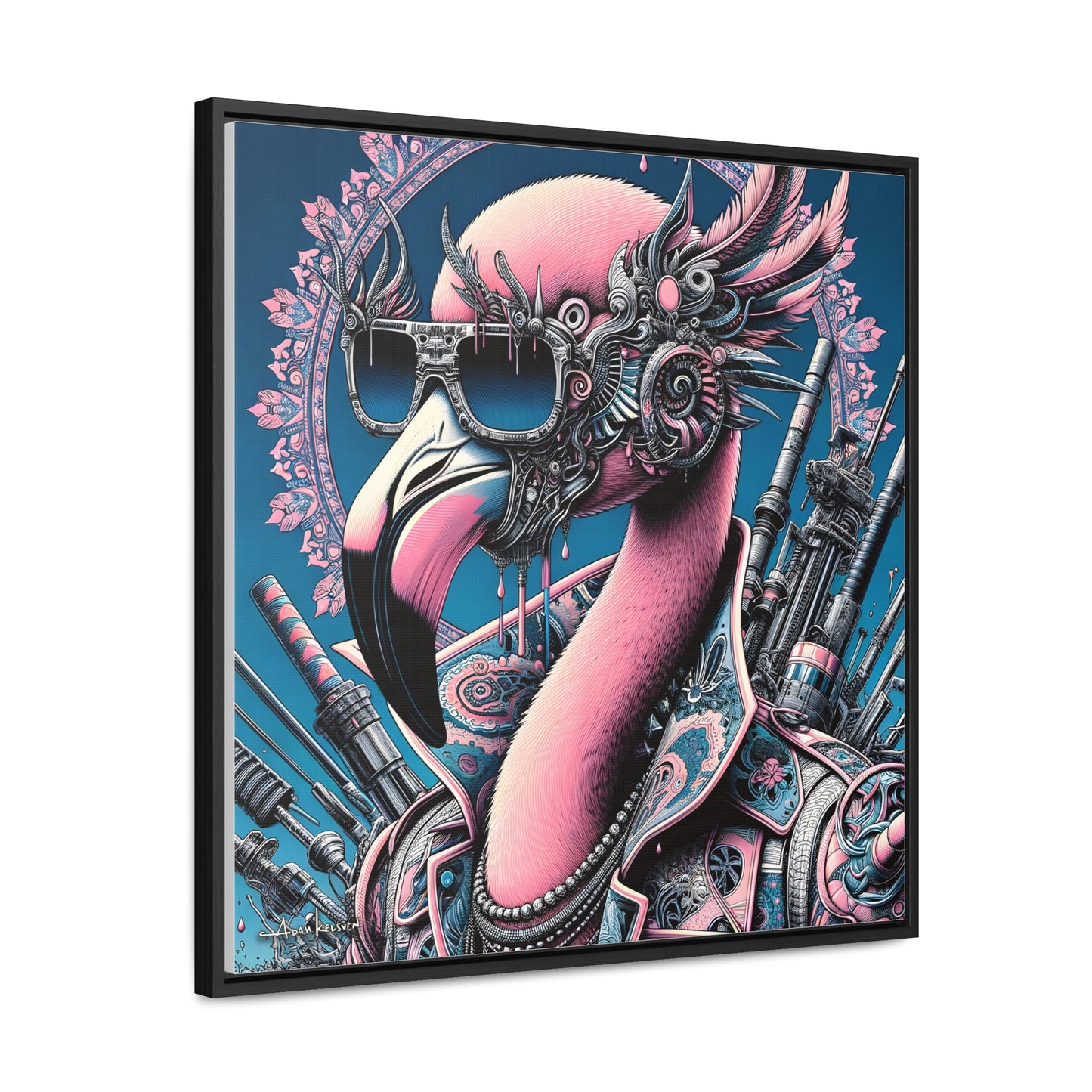 Futuristic Flamingo - Gallery Canvas Wrap, Square Frame