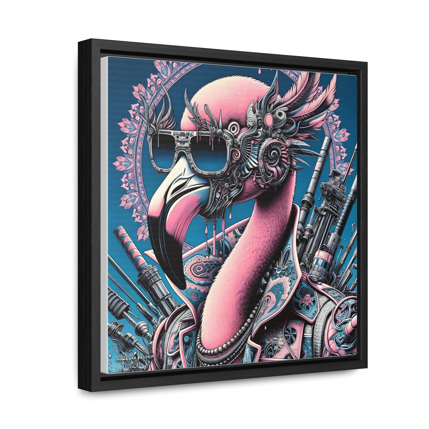 Futuristic Flamingo - Gallery Canvas Wrap, Square Frame