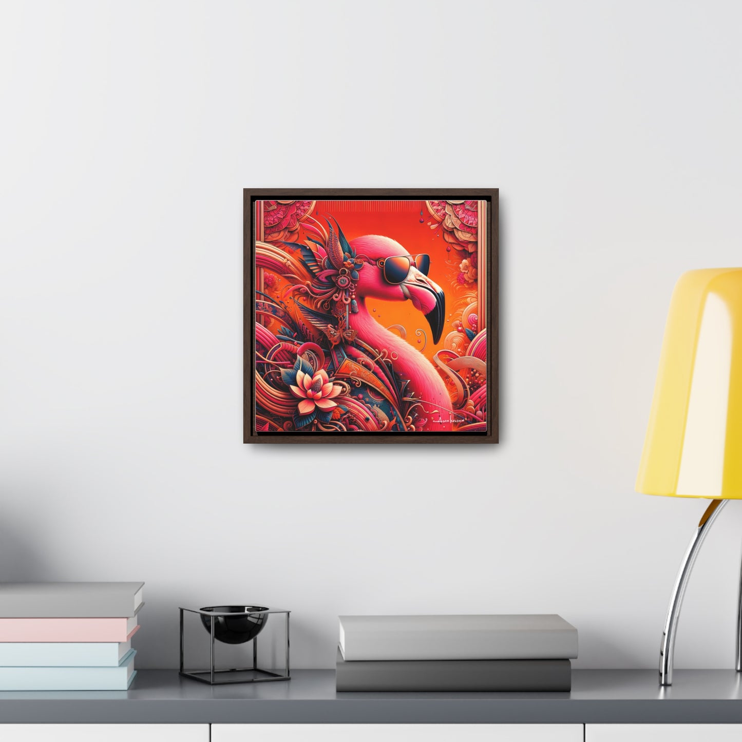 Radiant Flamingo Extravaganza - Gallery Canvas Wrap, Square Frame