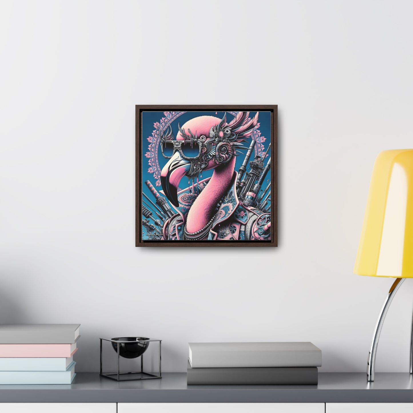 Futuristic Flamingo - Gallery Canvas Wrap, Square Frame