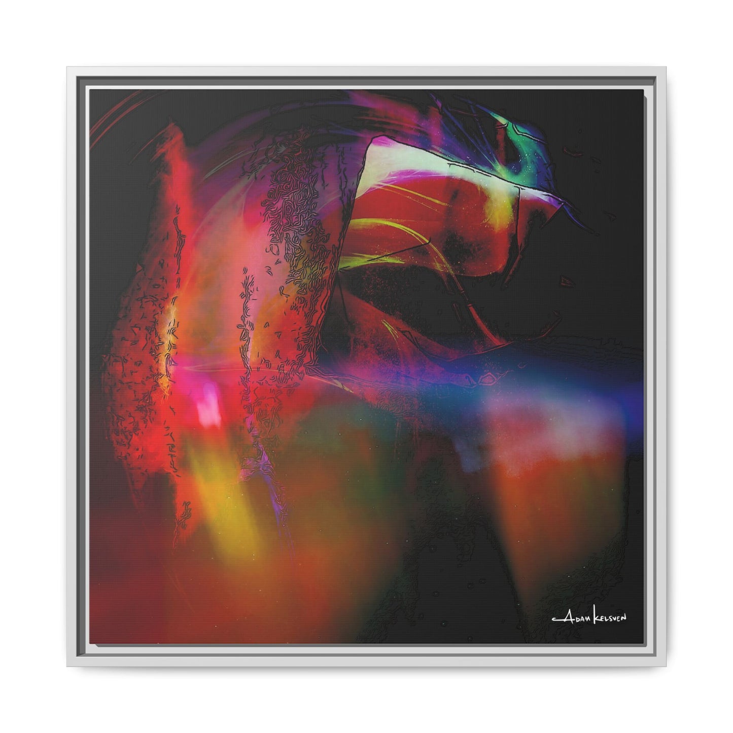 Peacock - Gallery Canvas Wrap, Square Frame