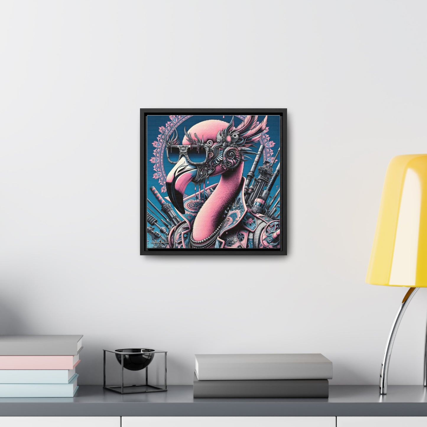 Futuristic Flamingo - Gallery Canvas Wrap, Square Frame