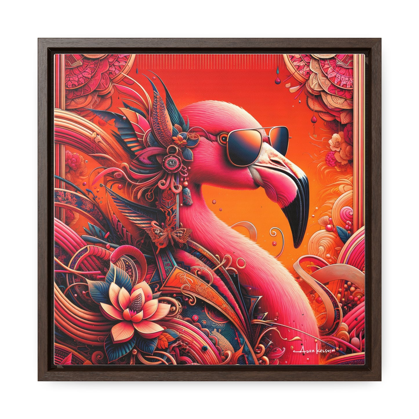 Radiant Flamingo Extravaganza - Gallery Canvas Wrap, Square Frame