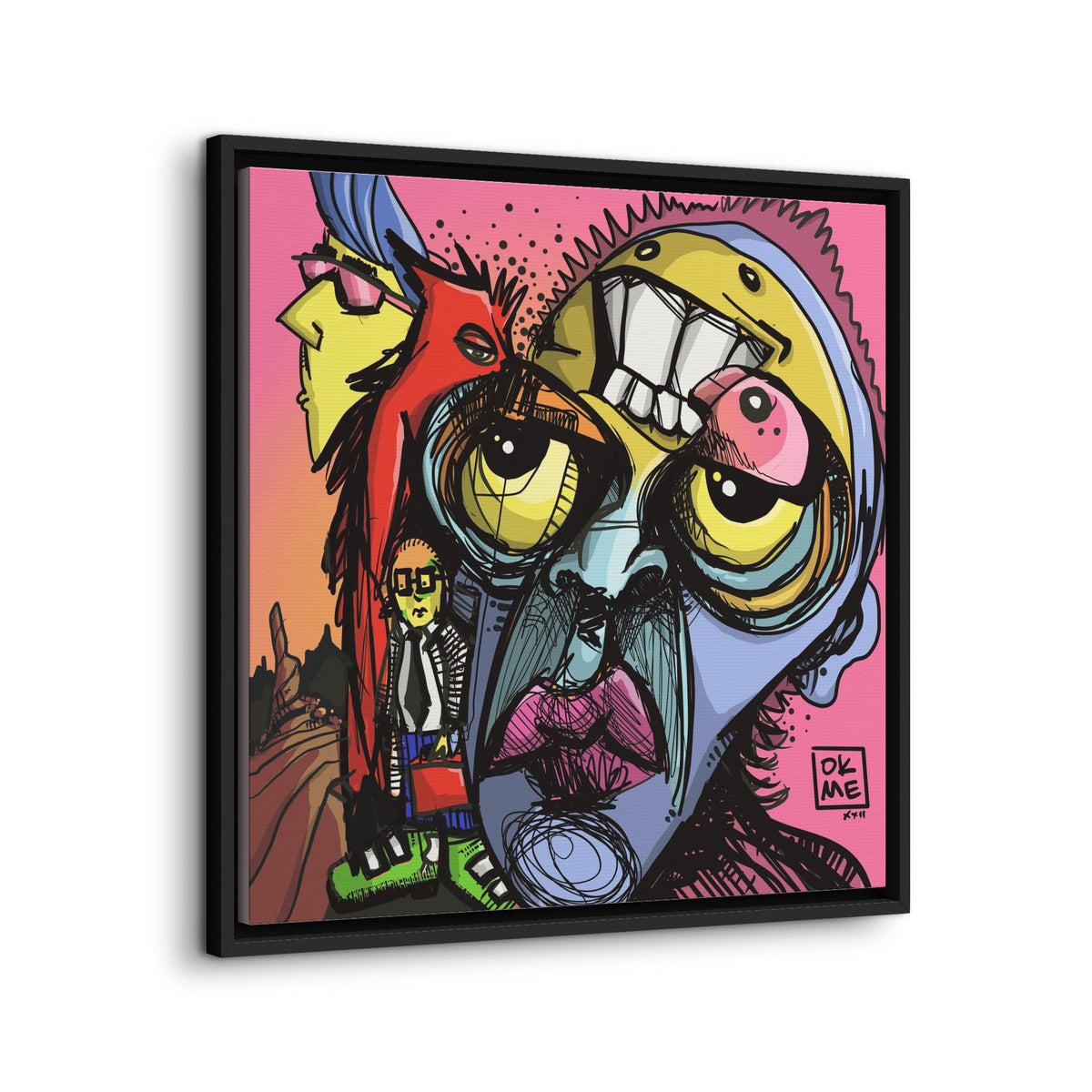 Transparent Like Moon canvas, 24″, black frame, angled view