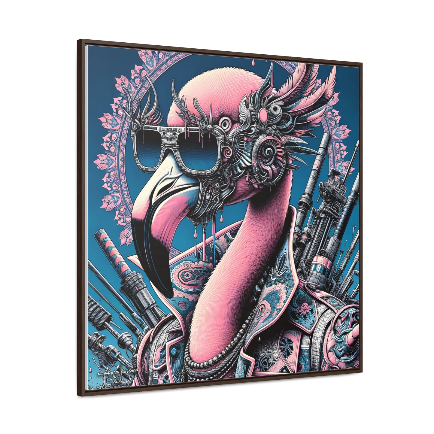 Futuristic Flamingo - Gallery Canvas Wrap, Square Frame