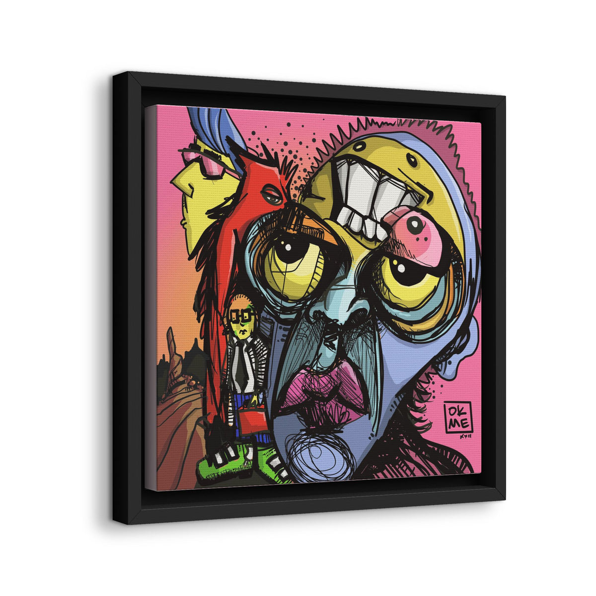 Transparent Like Moon canvas, 12″, black frame, angled view