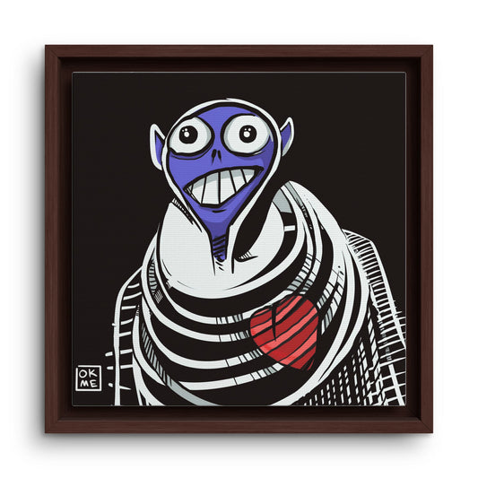 Von Shucks canvas, 12″, espresso frame, front view