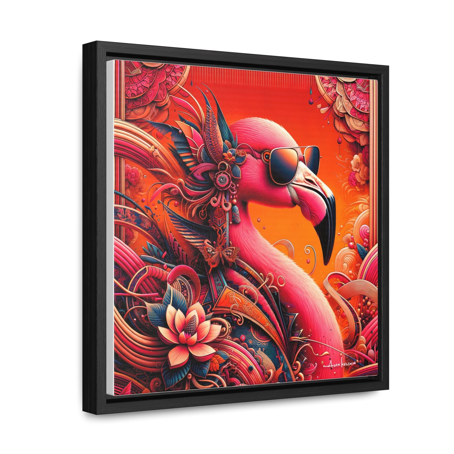 Radiant Flamingo Extravaganza - Gallery Canvas Wrap, Square Frame