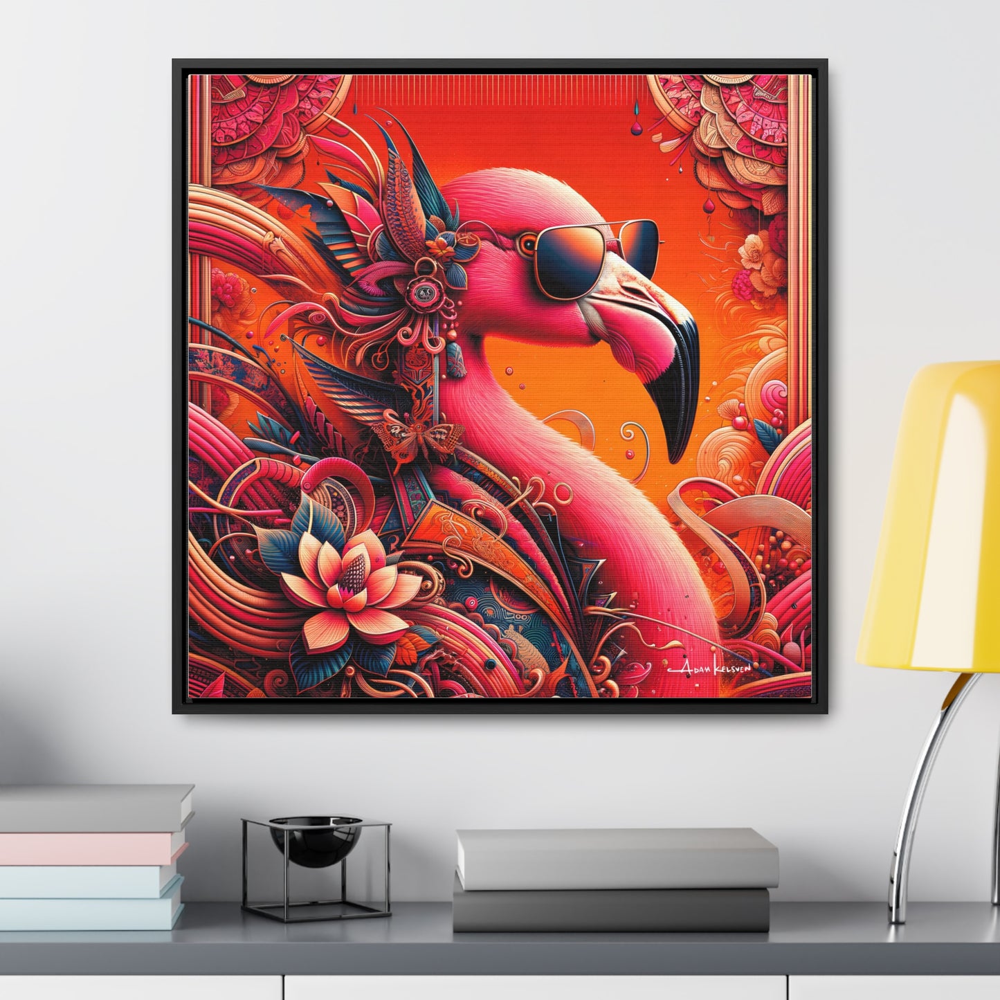 Radiant Flamingo Extravaganza - Gallery Canvas Wrap, Square Frame