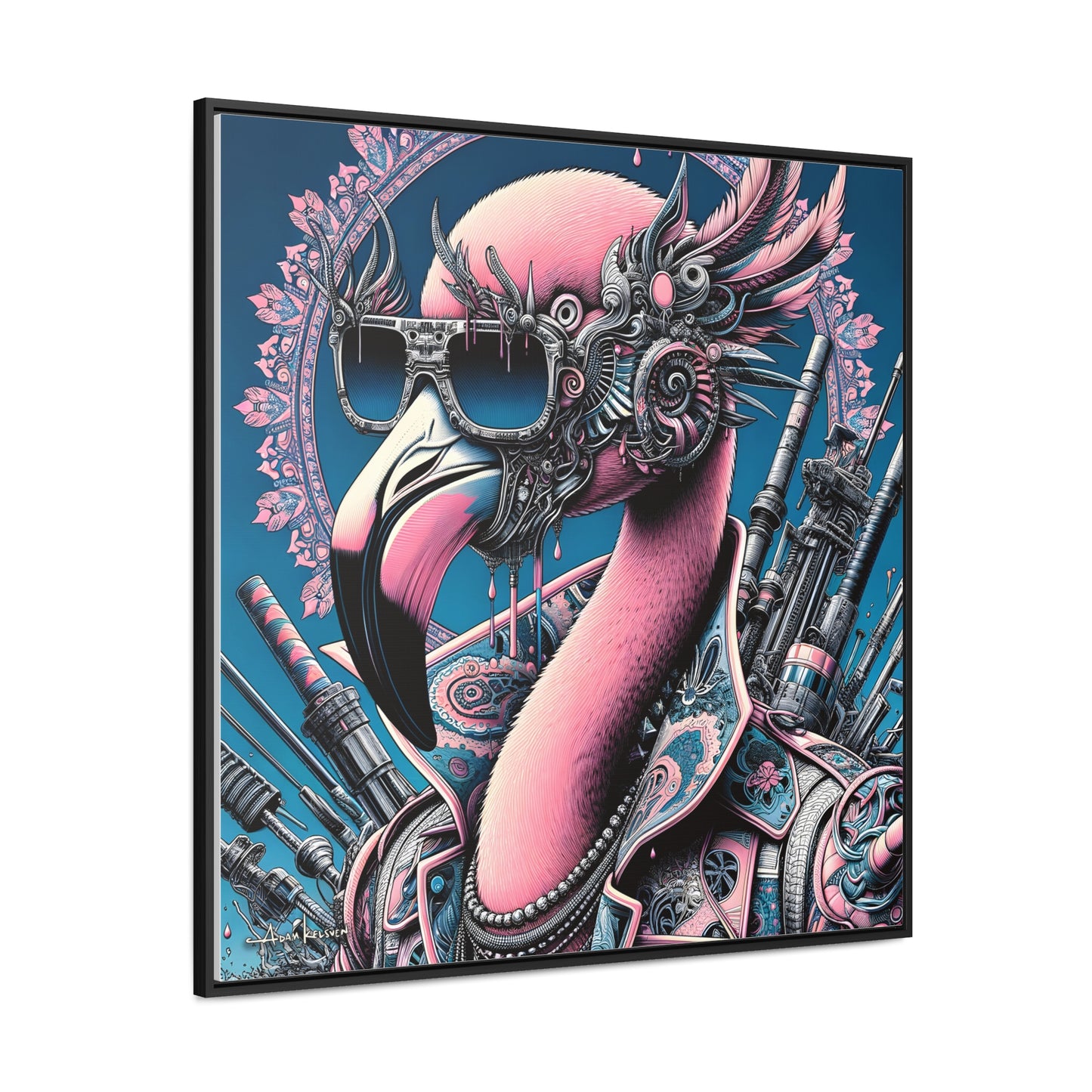 Futuristic Flamingo - Gallery Canvas Wrap, Square Frame