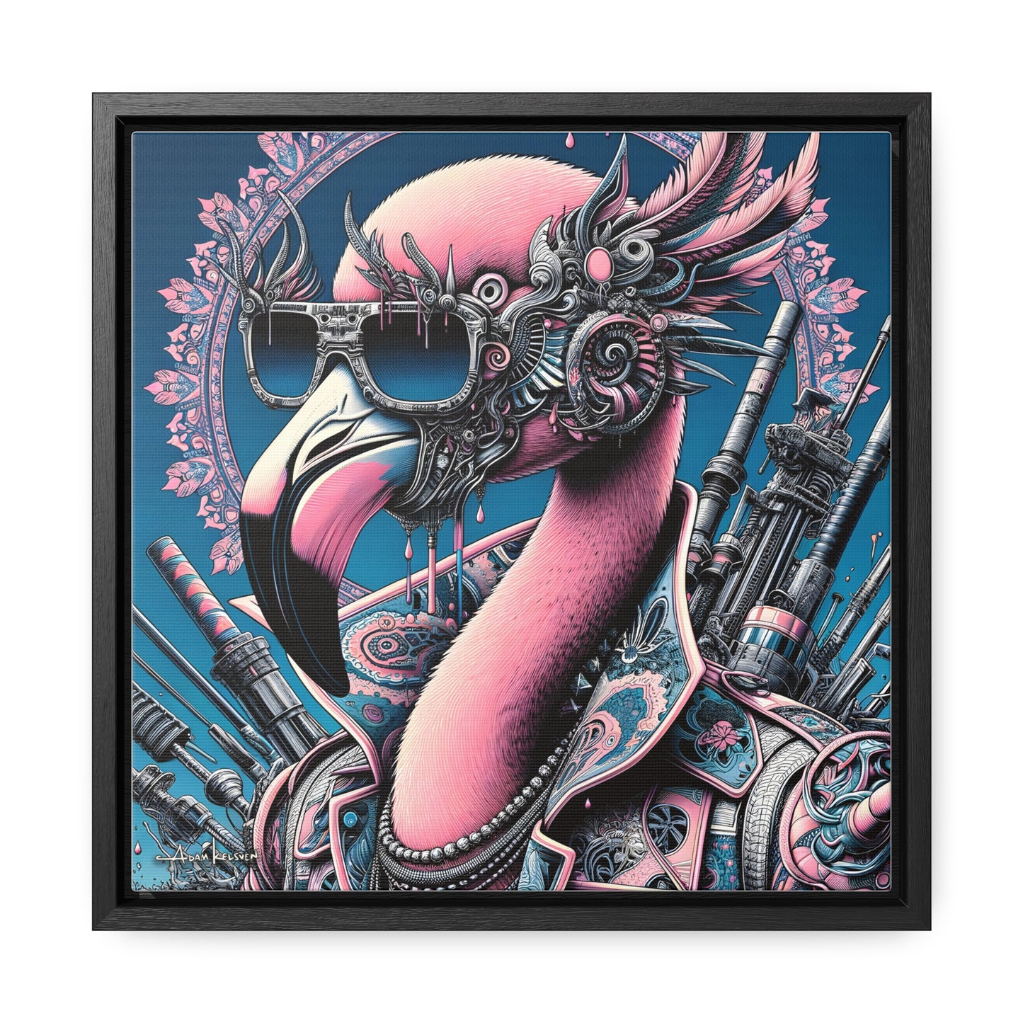 Futuristic Flamingo - Gallery Canvas Wrap, Square Frame