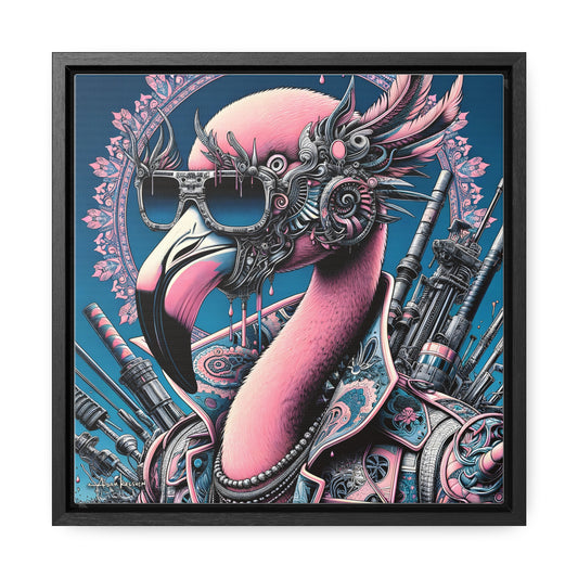 Futuristic Flamingo - Gallery Canvas Wrap, Square Frame