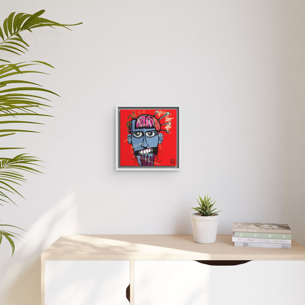 Tric canvas, 12″, white frame, in a room