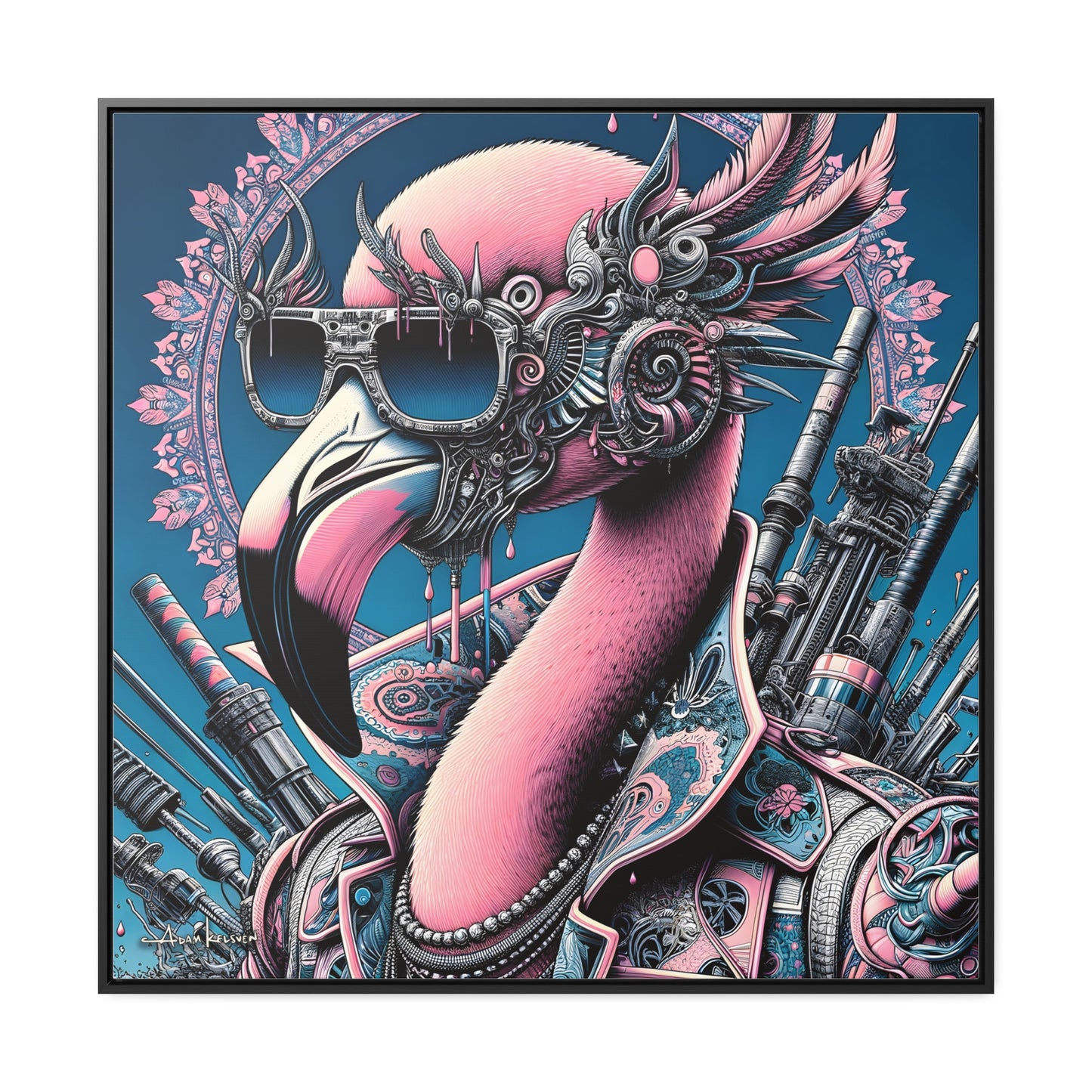 Futuristic Flamingo - Gallery Canvas Wrap, Square Frame