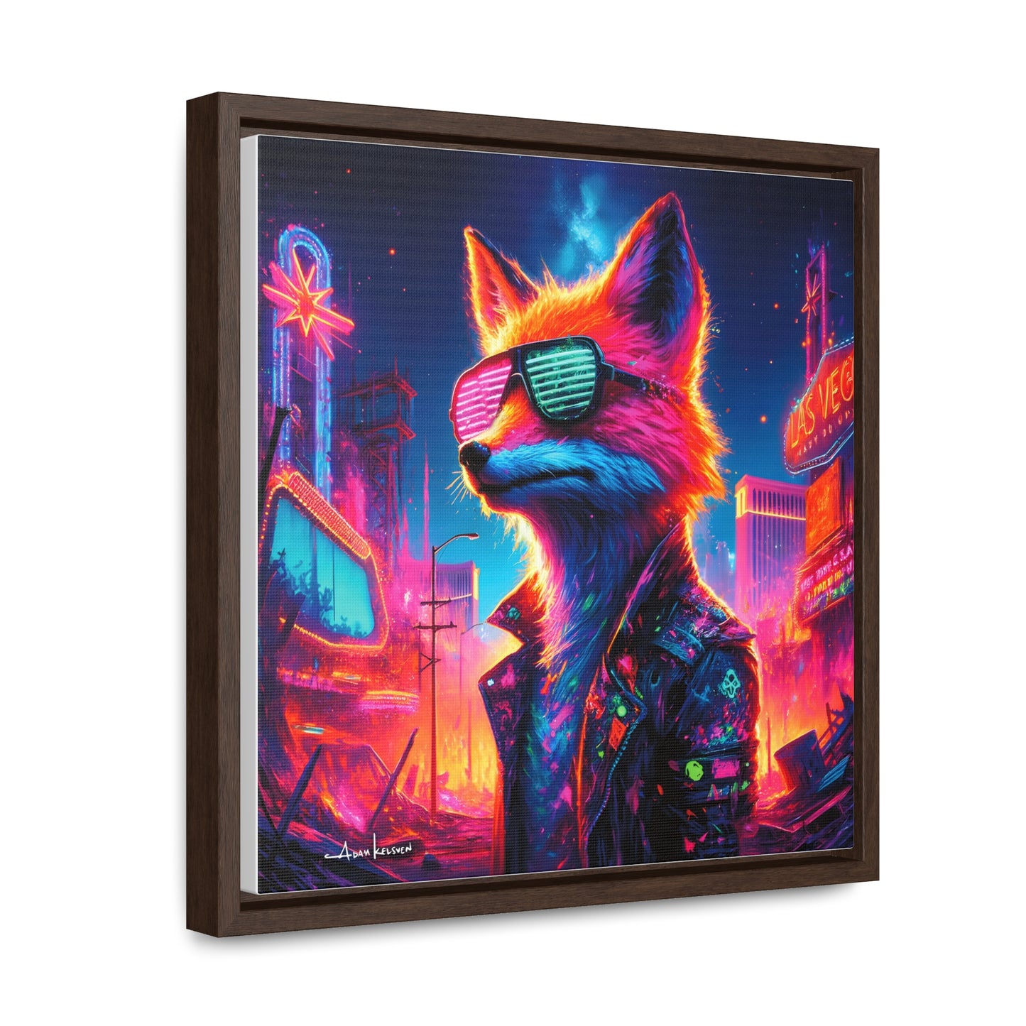 Neon Fox - Gallery Canvas Wrap, Square Frame