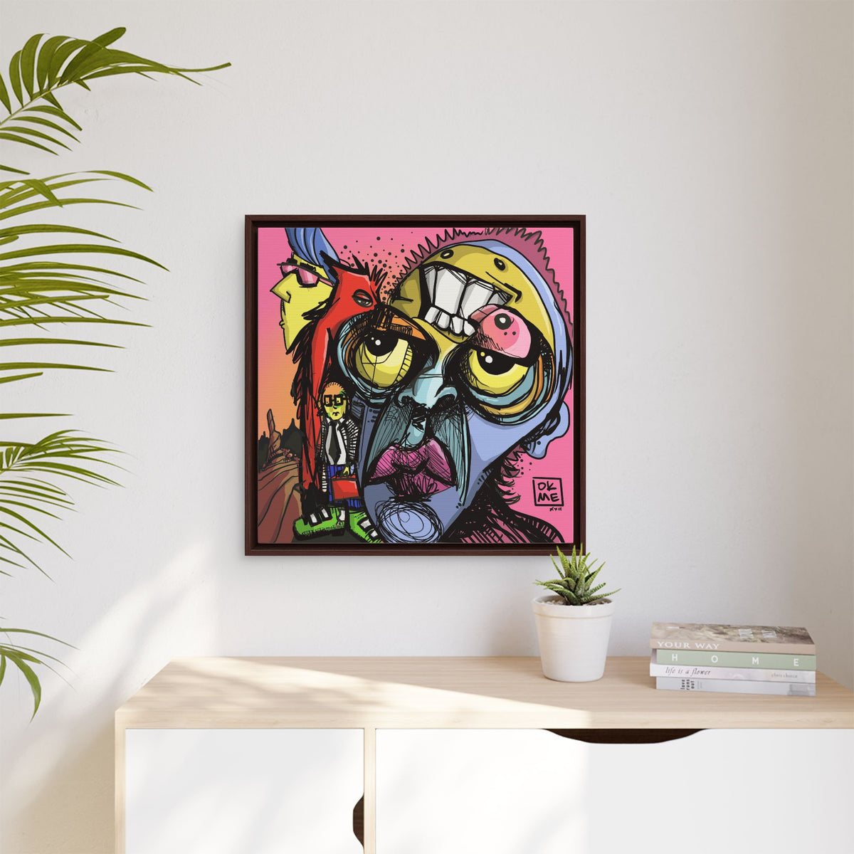 Transparent Like Moon canvas, 24″, espresso frame, in a room