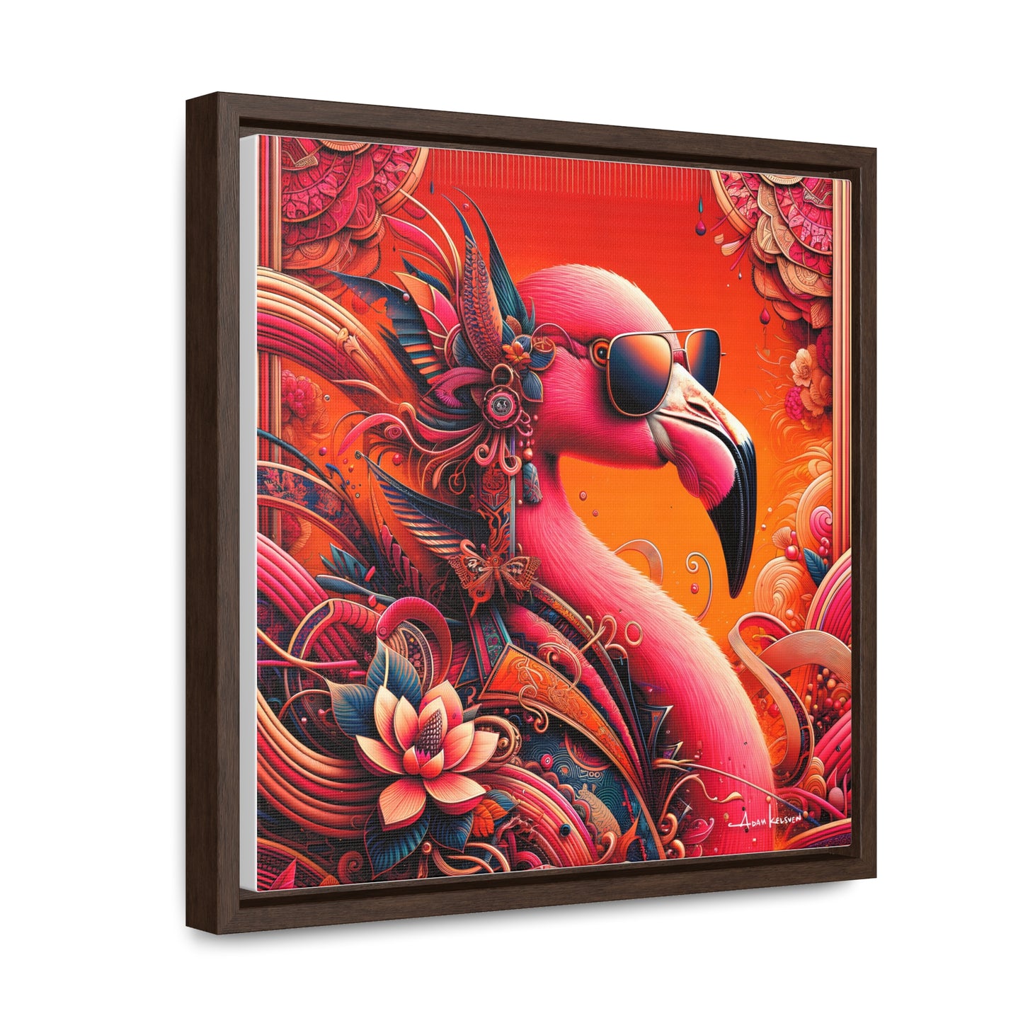 Radiant Flamingo Extravaganza - Gallery Canvas Wrap, Square Frame