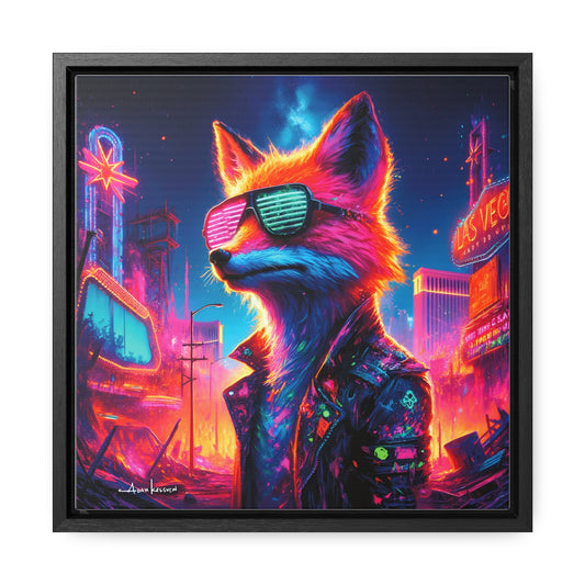 Neon Fox - Gallery Canvas Wrap, Square Frame