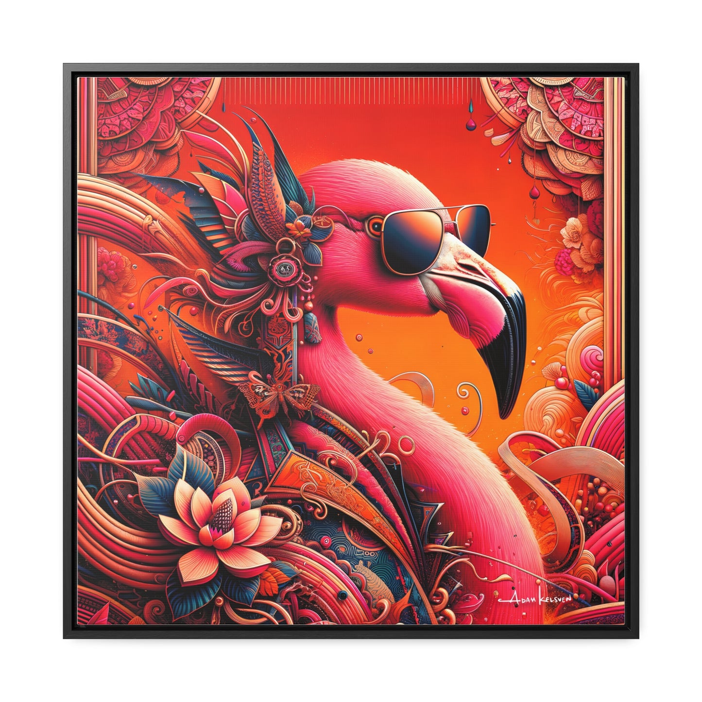 Radiant Flamingo Extravaganza - Gallery Canvas Wrap, Square Frame