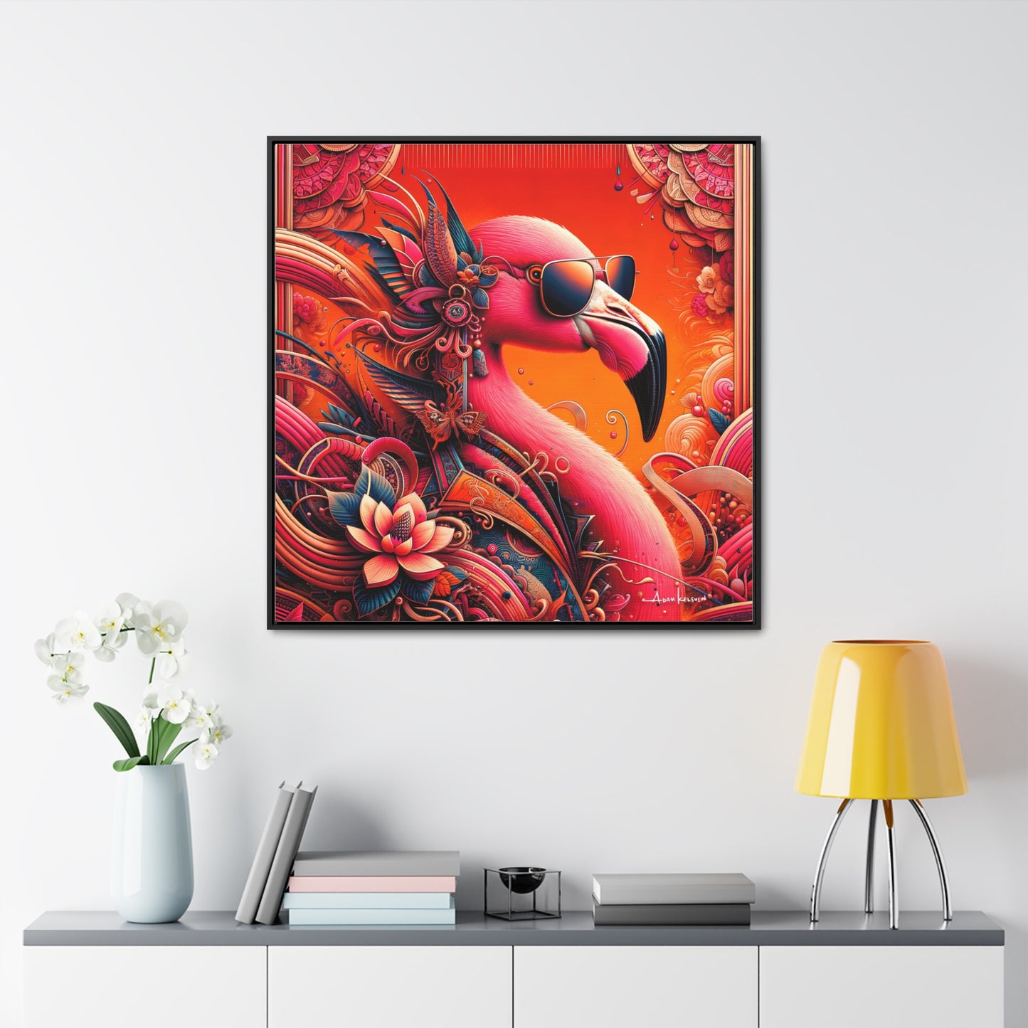 Radiant Flamingo Extravaganza - Gallery Canvas Wrap, Square Frame