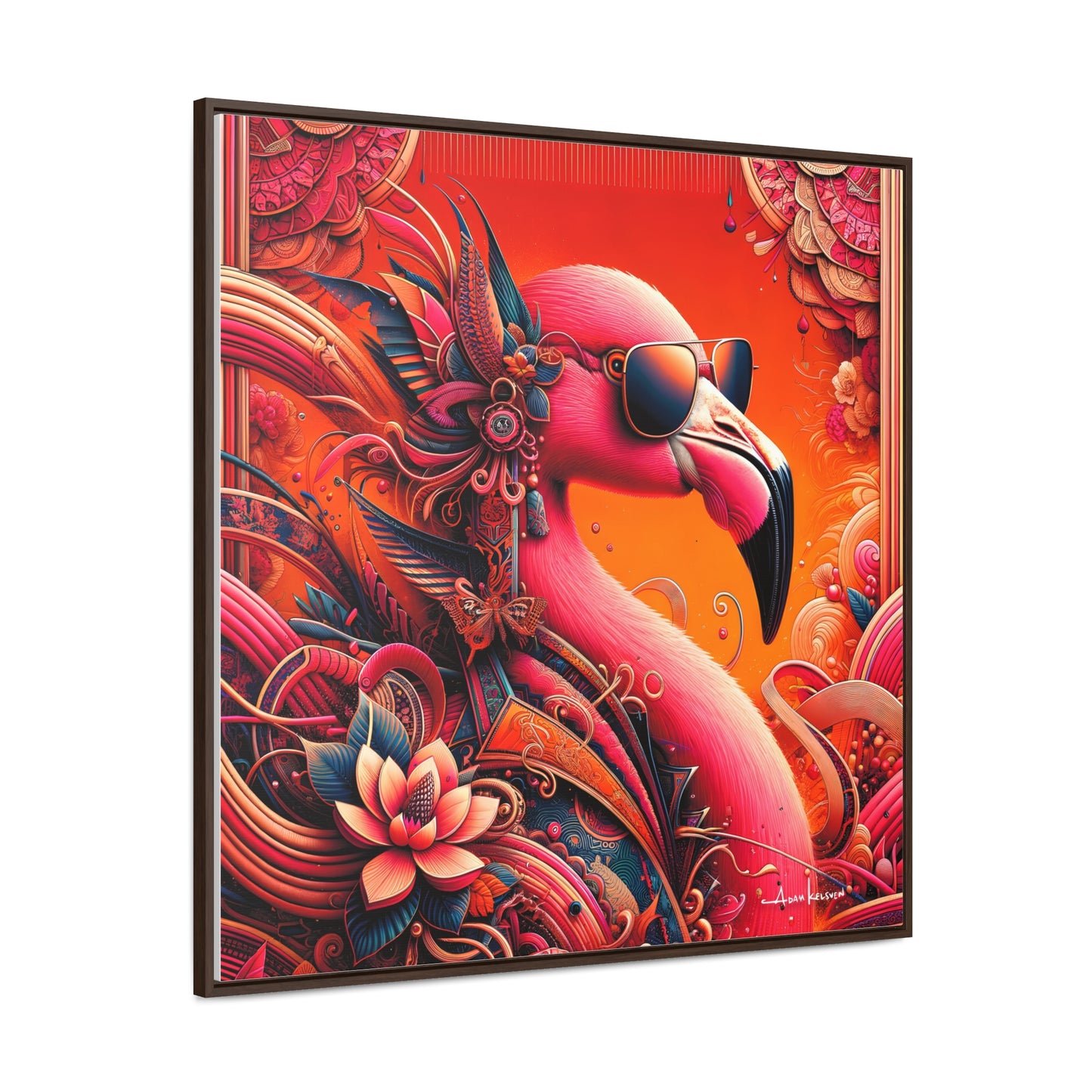 Radiant Flamingo Extravaganza - Gallery Canvas Wrap, Square Frame