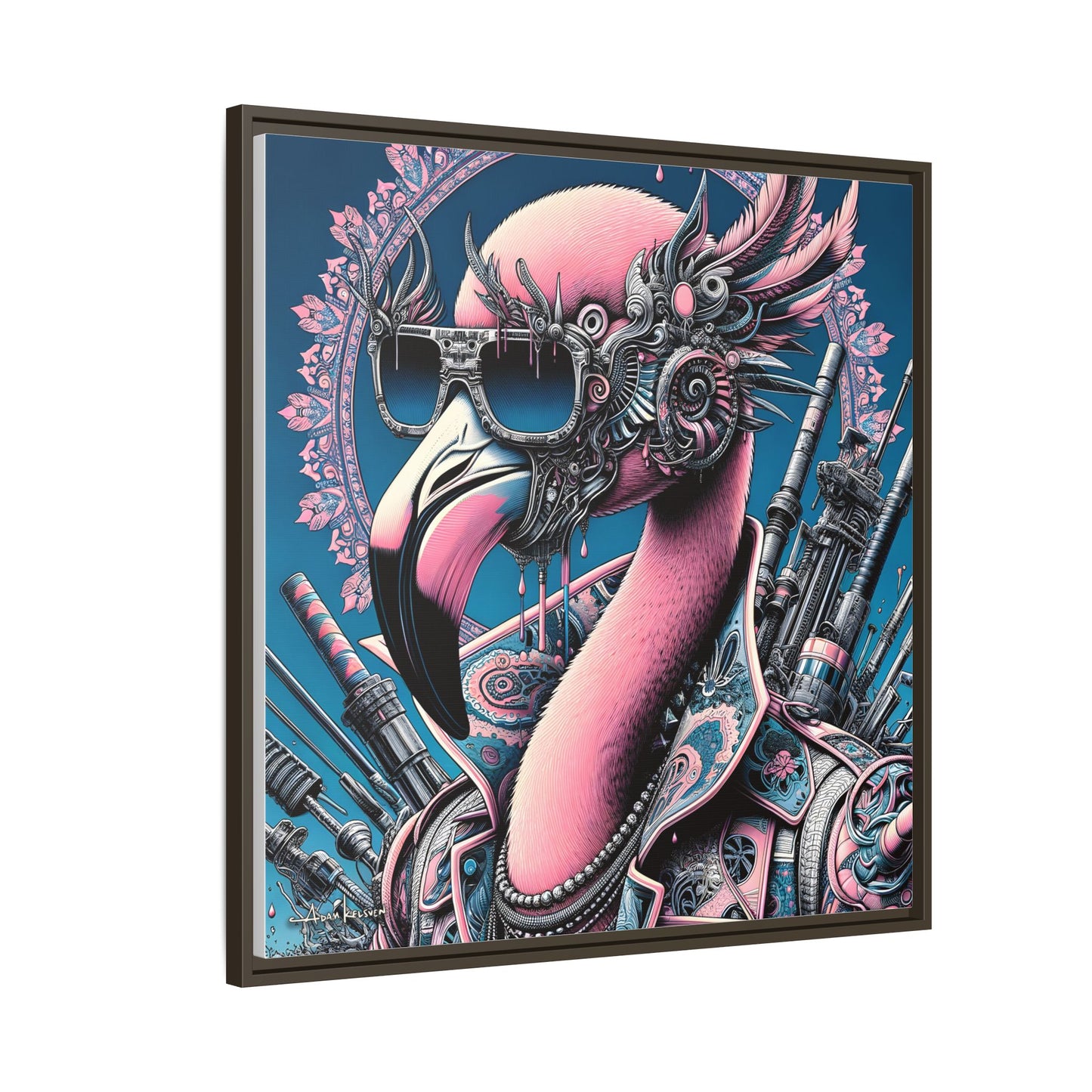 Futuristic Flamingo - Gallery Canvas Wrap, Square Frame