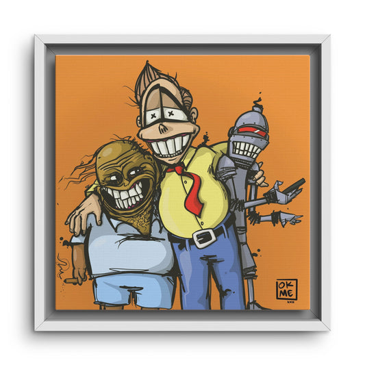 Chums canvas, 12″, white frame, front view