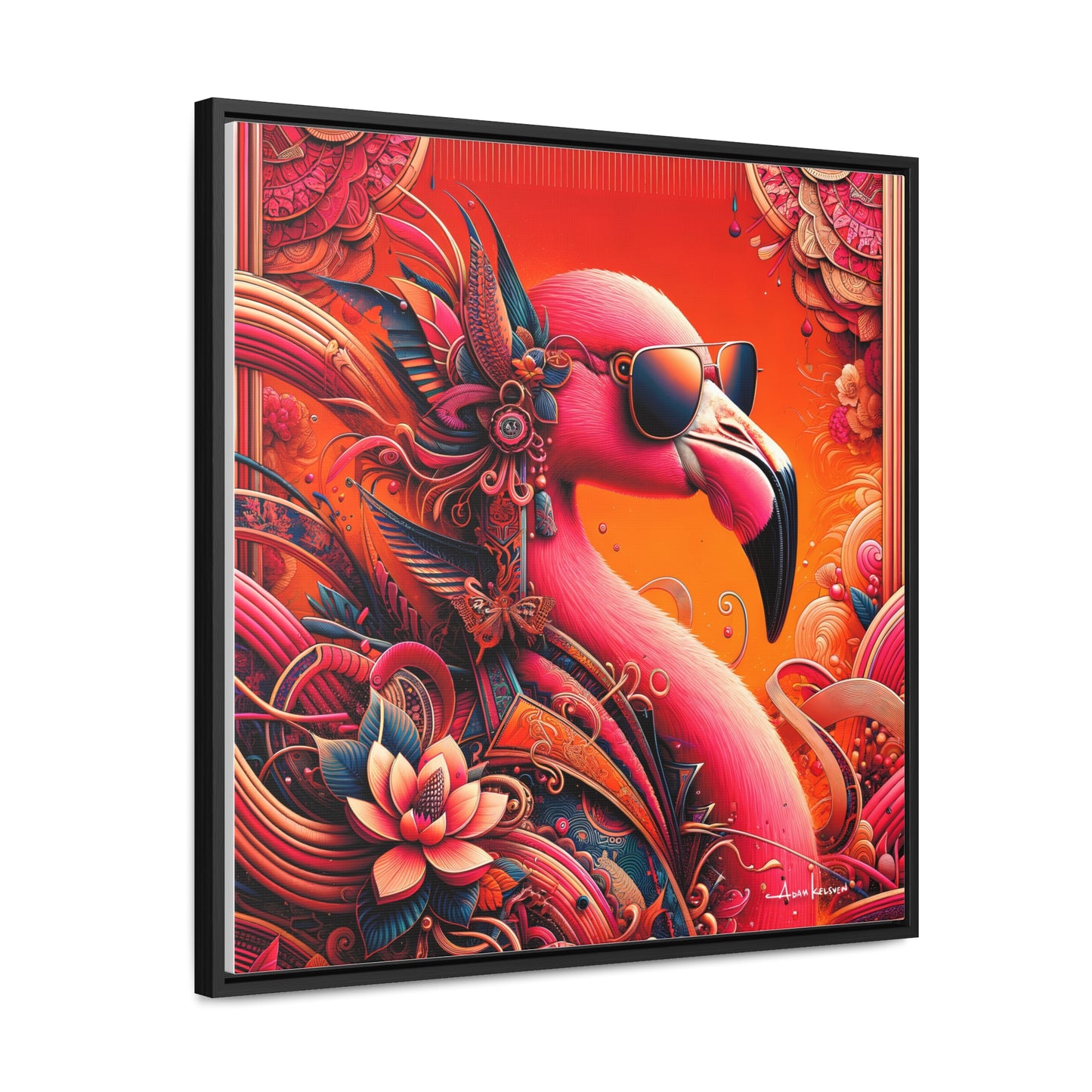 Radiant Flamingo Extravaganza - Gallery Canvas Wrap, Square Frame