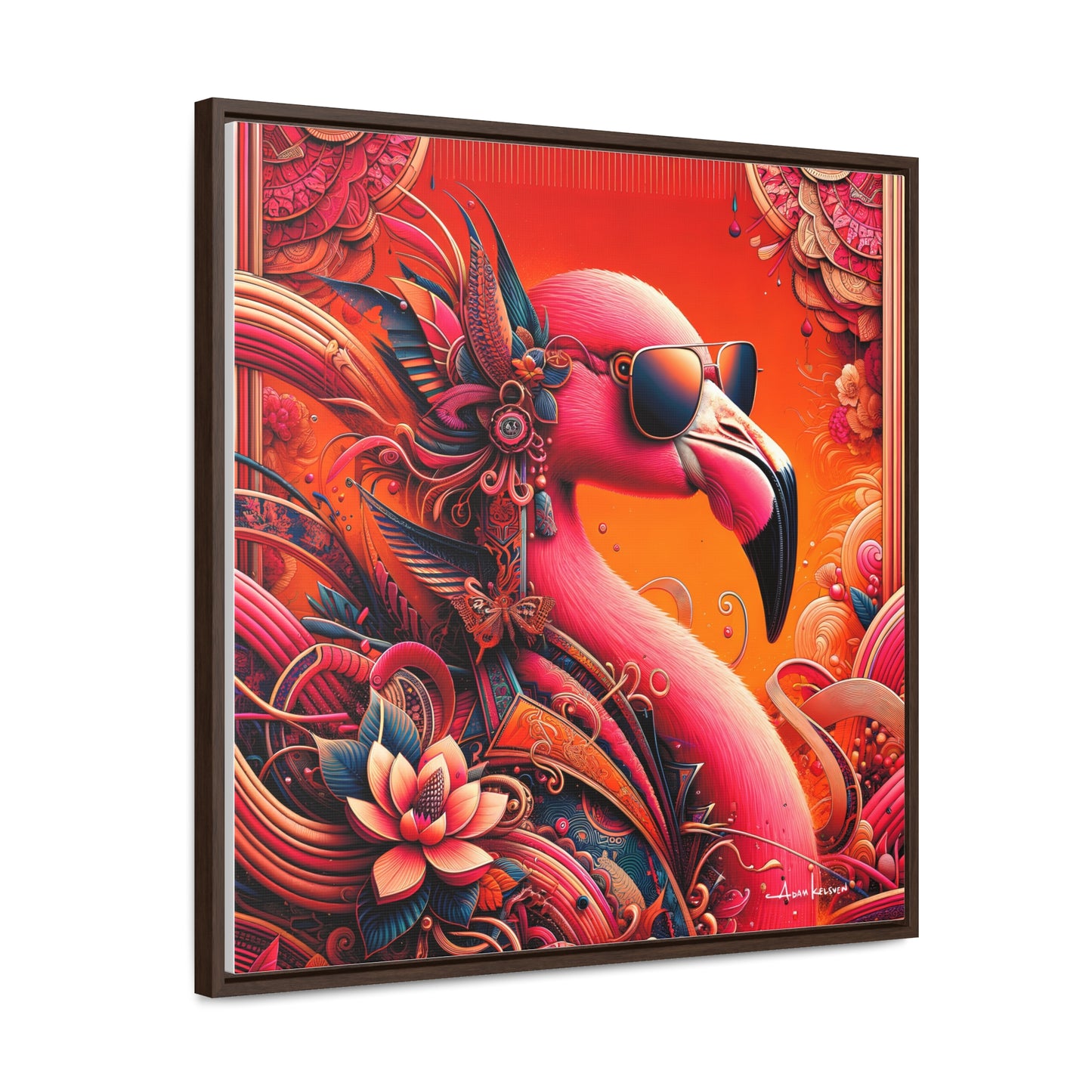 Radiant Flamingo Extravaganza - Gallery Canvas Wrap, Square Frame