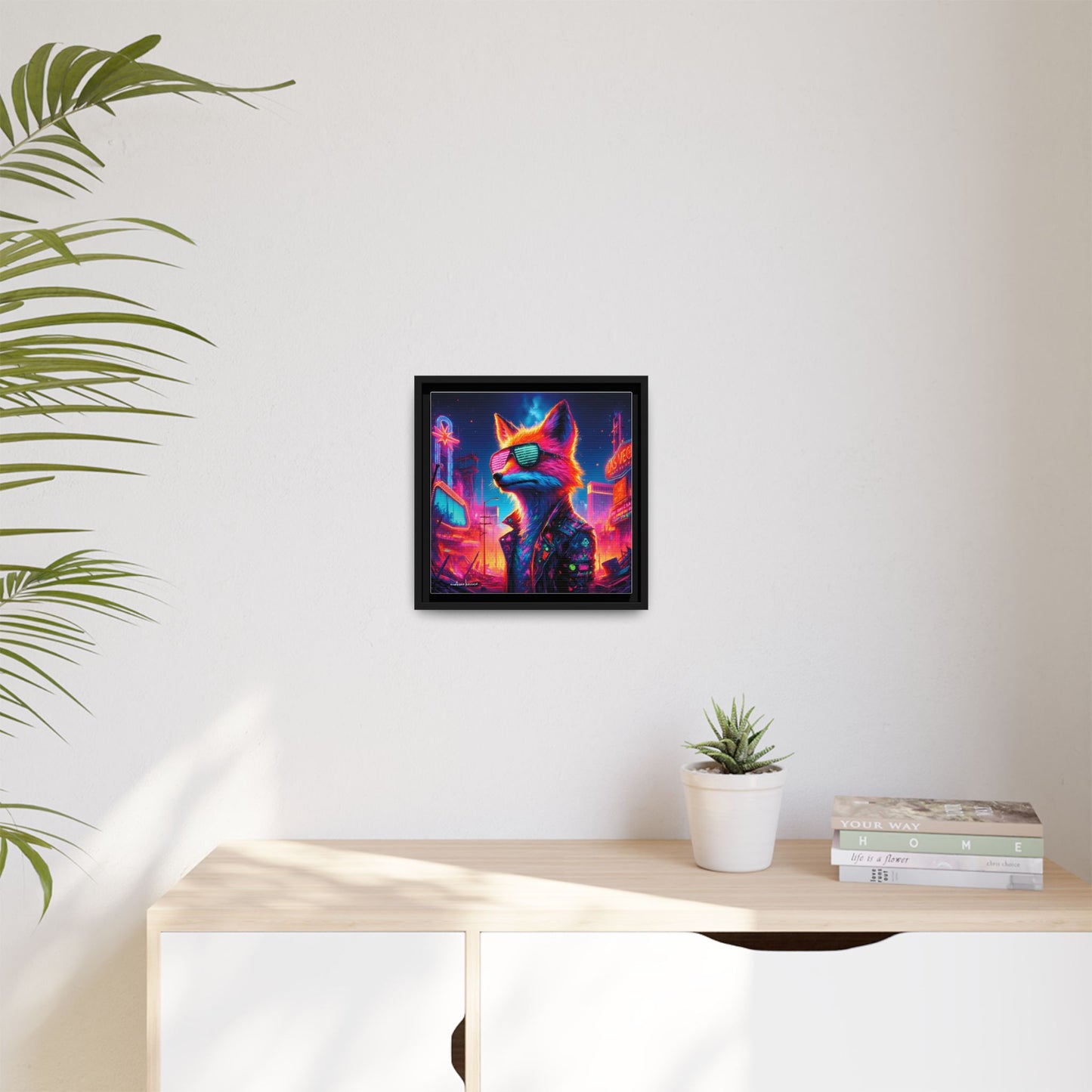 Neon Fox - Gallery Canvas Wrap, Square Frame