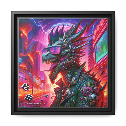 Neon Punk Dragon - Gallery Canvas Wrap, Square Frame