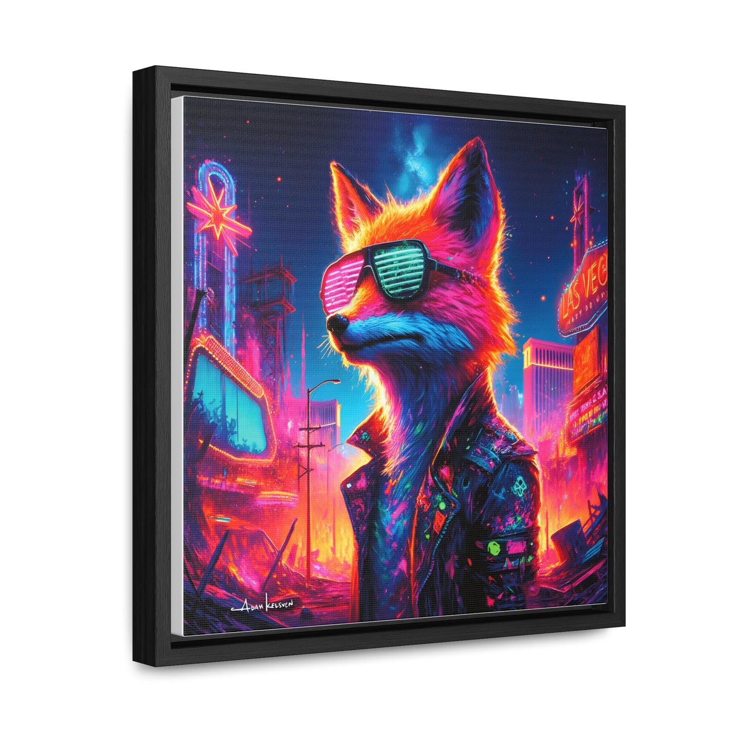 Neon Fox - Gallery Canvas Wrap, Square Frame